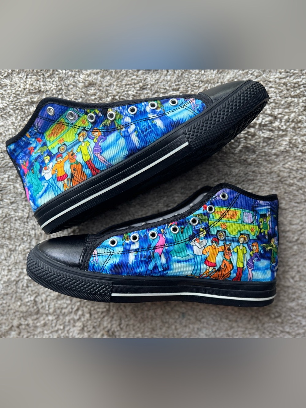 Scooby-Doo Print Canvas Sneakers Women’s Size 8 Blue Black Lace-Up Shoes